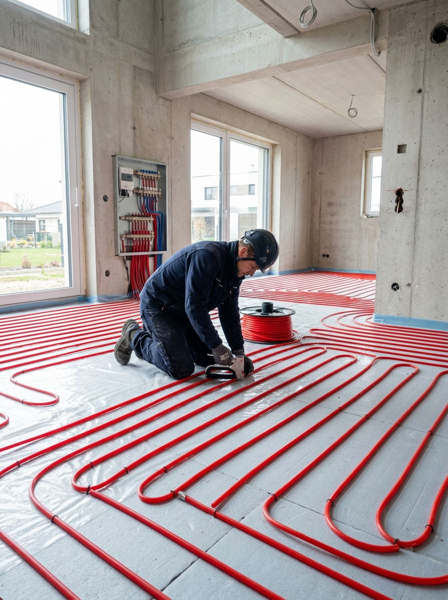 Plancher chauffant — chantier neuf
